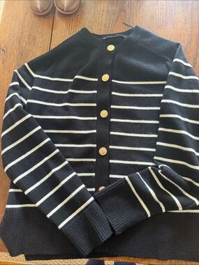 Zara Black Knit Cardigan with Gold Button